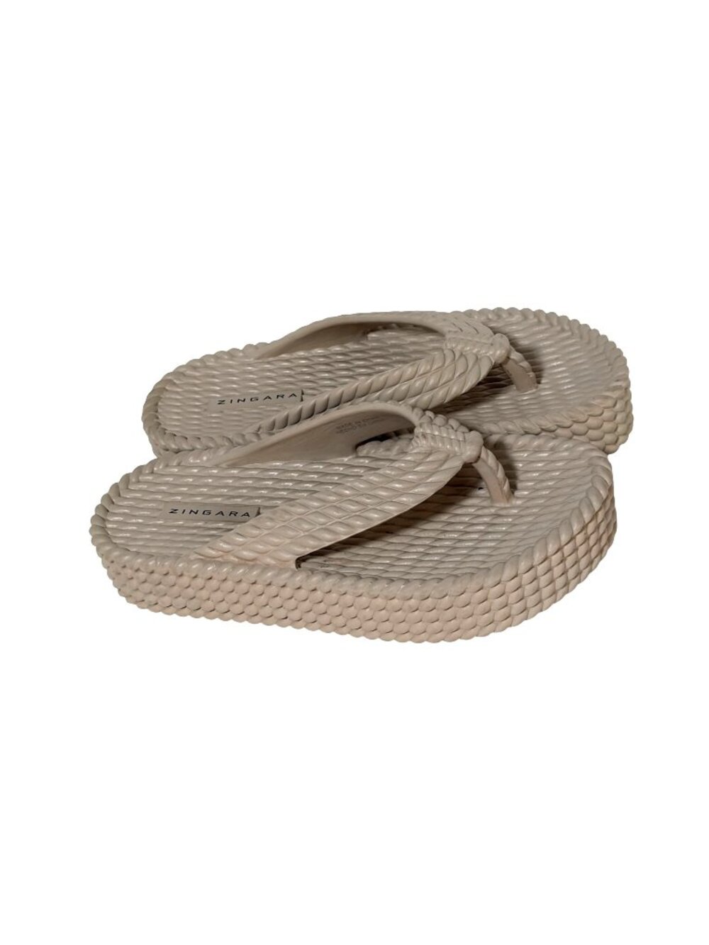 Zingaria Womens Size 36 5.5 6 Slip On Platform Flip Flop Sandals tan Beige Thong